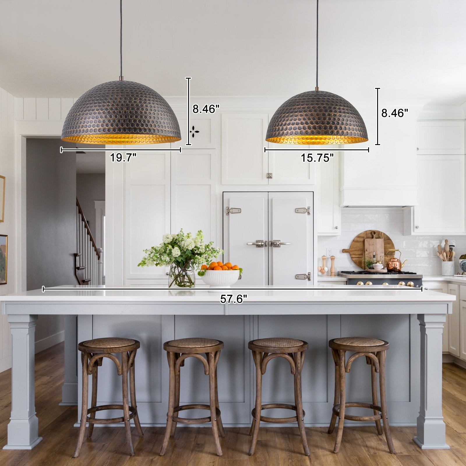 Oil-Rubbed Bronze Dome Pendant Light Metal Shade Kitchen Dining Room