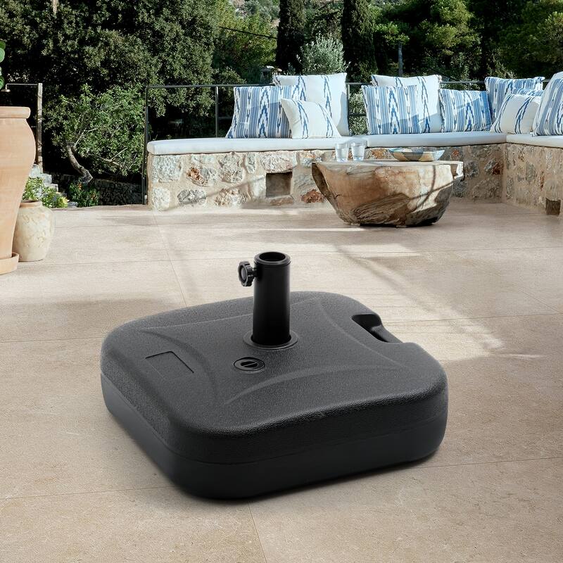 VredHom 53lb Heavy Duty Fillable Umbrella Base - 17.7" L x17.7" W x 14.6" H - Black