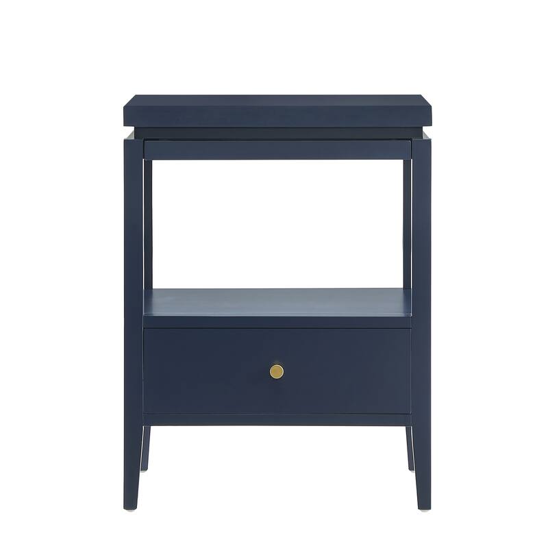 Modern Nightstand with Drawer and Floating Shelf Tapered Legs Design
