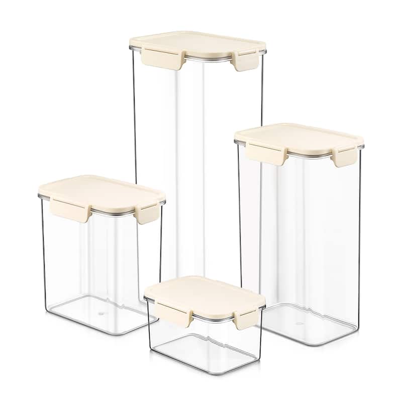 Sorbus Airtight Food Storage Container Set, Stackable Clear Pantry Canisters with Lids - Rectangle - 4 Piece
