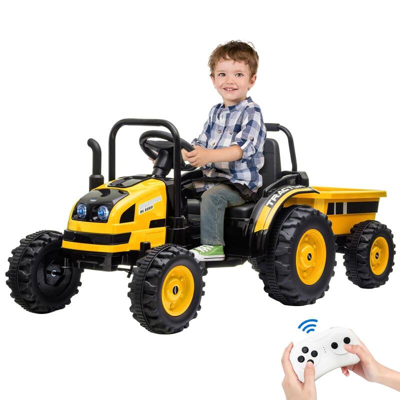 12V Kids Ride-On Tractor with Trailer, Remote Control