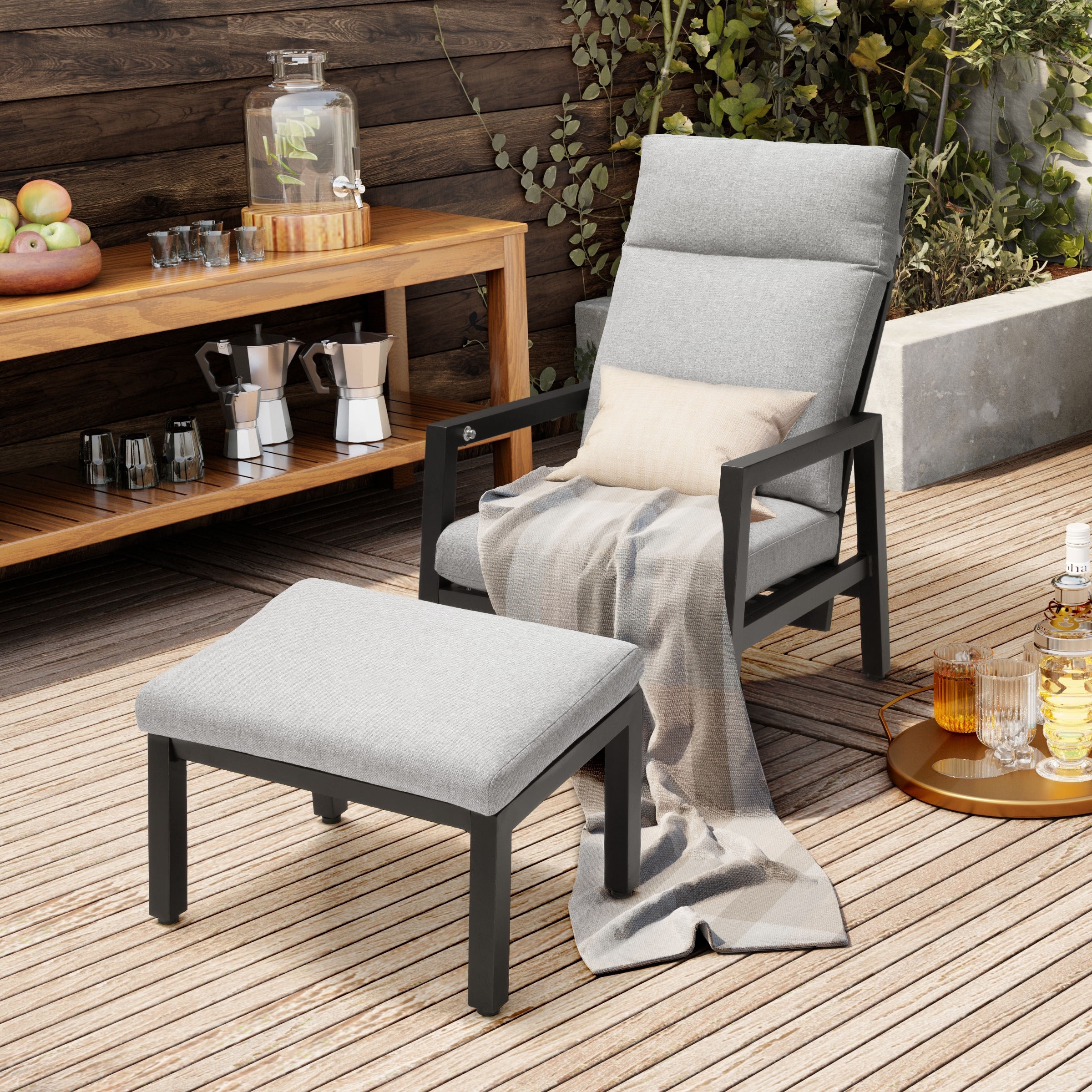 Adjustable patio chair with ottoman cheap