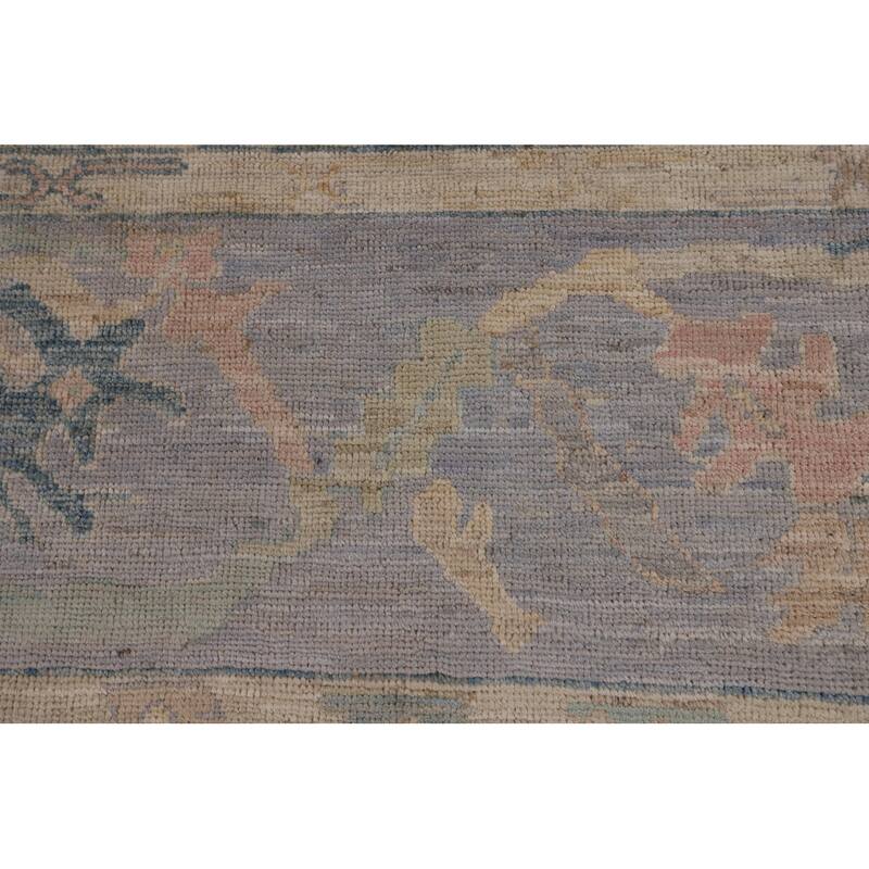 Vegetable Dye Oushak Turkish Area Rug Hand-Knotted Green Wool Carpet - 7'9"x 9'6"