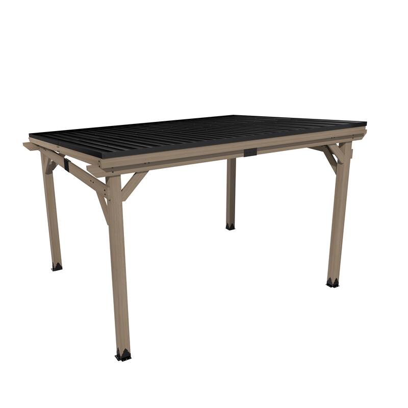 Outdoor Hardtop Gazebo, Cedar Wood Gazebo with Galvanized Steel‌ Roof