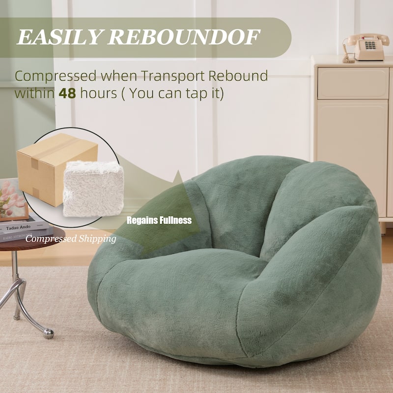 HOMEFUN Fabric Upholstered Oversized Round Comfy Bean Bag Lazy Sofa for Living Room