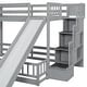 preview thumbnail 31 of 34, Twin Over Full Multifunctional Kids Bunk Bed Frame with Slide, Wooden Loft Bed with Storage Staircase and Guardrails