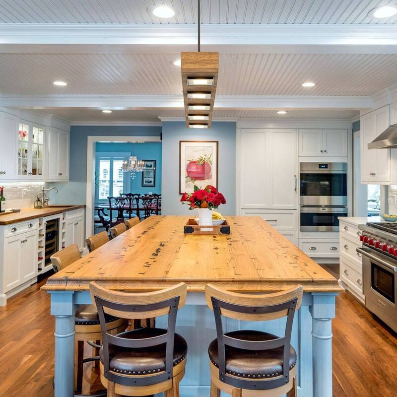 6/7/8-Light Modern Farmhouse Linear Wood LED Pendant Light for Kitchen Island