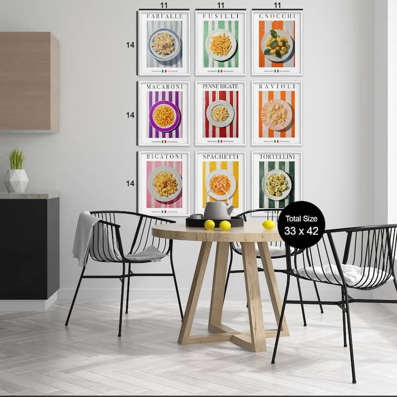 Stupell Traditional Pasta Plates Cuisine Framed Giclee Art Design By Andreas Magnusson (Set of 9)