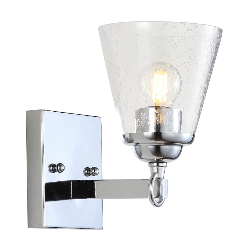 August Hurricane Metal/Glass Vanity, Chrome by JONATHAN Y - 1-Light