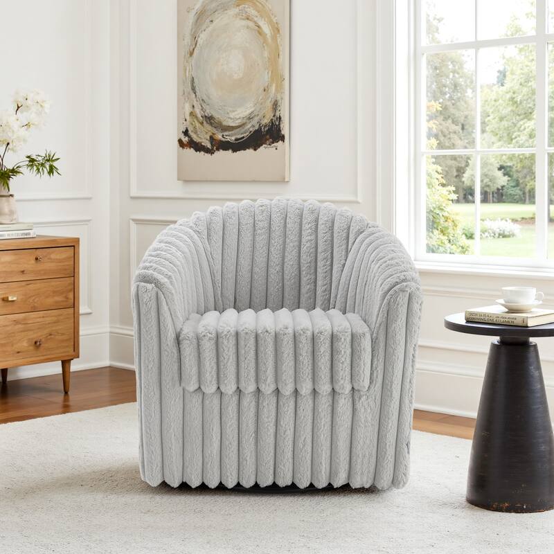 Modern Cotton Flannel Swivel Accent Chair Plush Barral Chair