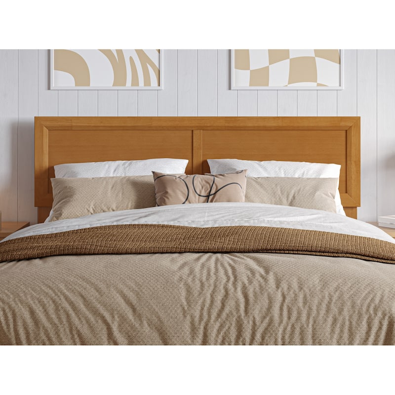 Full Solid Wood Headboard in Light Toffee with Smooth Finish and Classic Panel Design for Bedroom