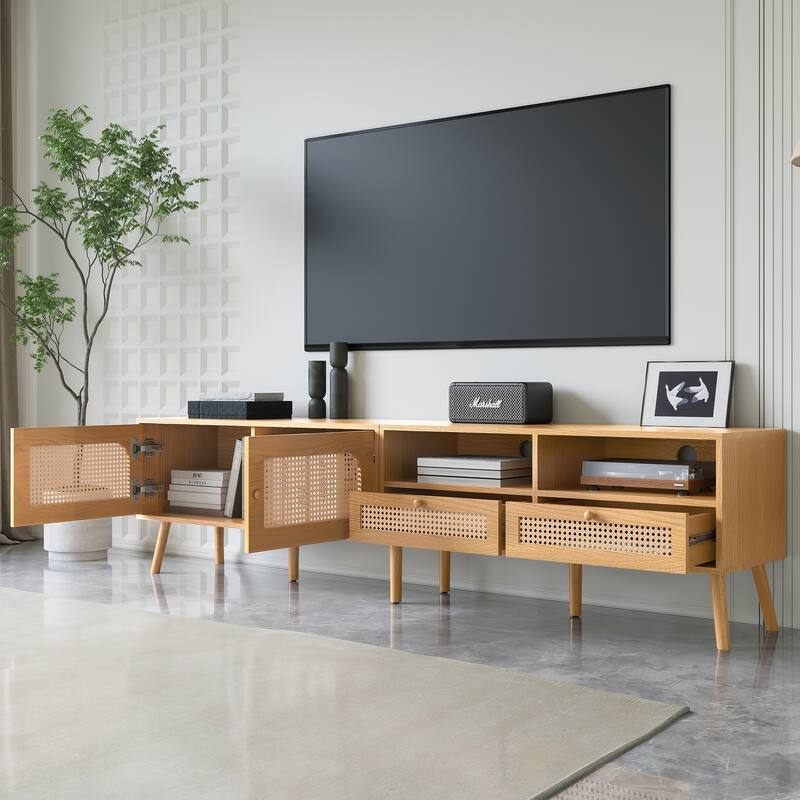 Boho TV Stand for TVs up to 80'' , Modern Farmhouse Media Console