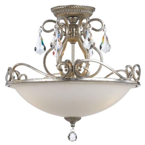 slide 2 of 5, Ashton 3 Light Hand Cut Crystal Silver Ceiling Mount - 16.5'' W x 16.25'' H