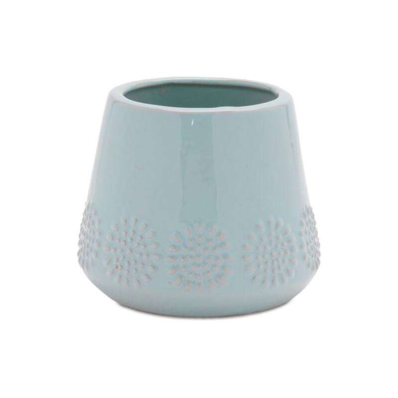 Round Tapered Starburst Ceramic Planter - 7.5" - Set of 2