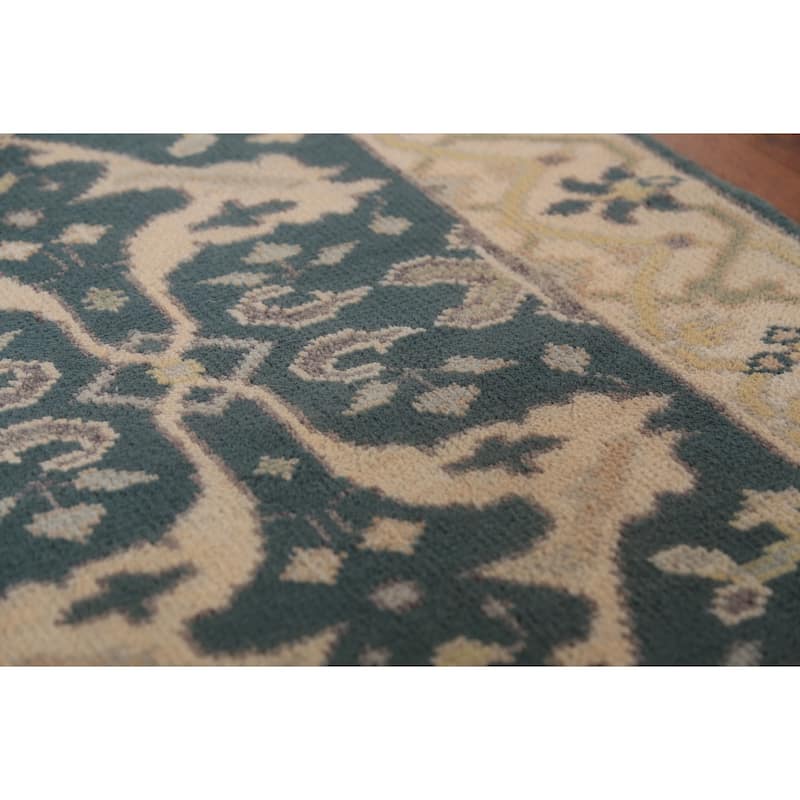 Teal Oushak Oriental Runner Rug Handmade Wool Carpet - 2'8" x 9'9"