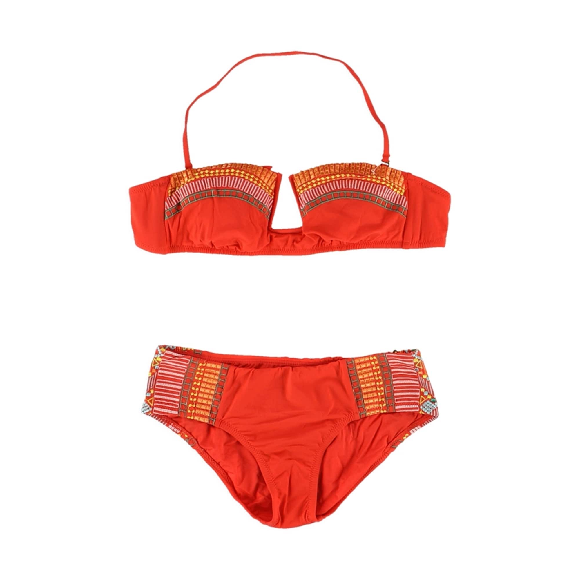 tandarts Reis Verplicht Nanette Lepore Womens Mayan Riviera Side Tab 2 Piece Bikini, Red, X-Small -  Overstock - 29425518