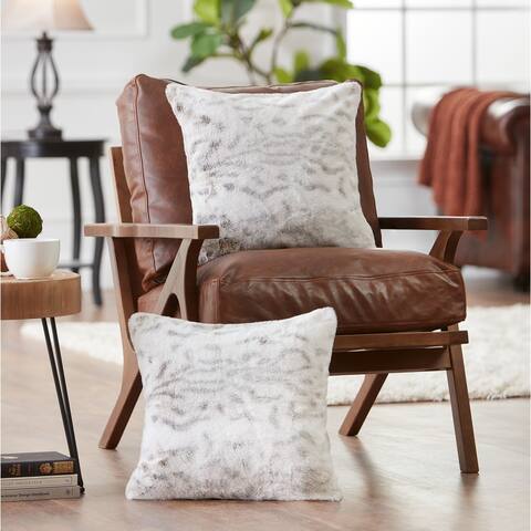 Chanasya Faux Fur White Leopard Throw Pillow Cover Pair Set