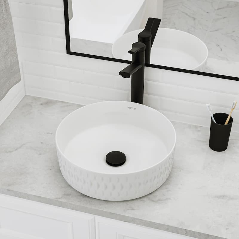 Karran Valera 14" Vitreous China Vessel Bathroom Sink in White