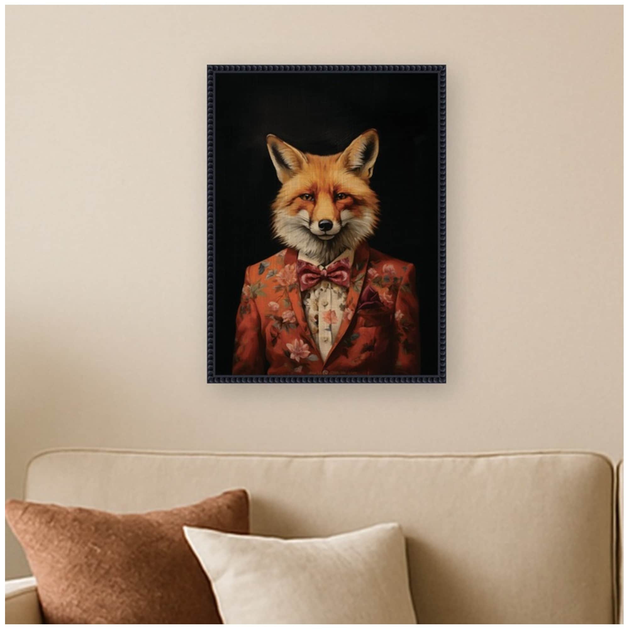 Kate and Laurel Regal Portrait of a Fox by The Creative Bunch Studio Framed Canvas Wall Art Print