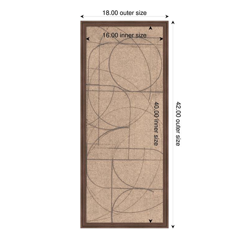 Amanti Art Framed Fabric Pinboard Geometric Dahlia I by June Erica Vess Printed Bulletin Board - Board Size 16 x 40 - Florence Medium Brown