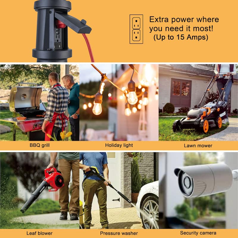 C Cattleya 89.5 inch Matte Black 3-Light Dusk to Dawn Outdoor Post Light with GFCI Outlet