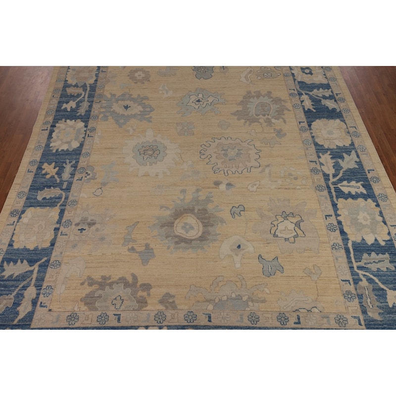 Vegetable Dye Oushak Oriental Large Rug Handmade Yellow Wool Carpet - 10'1"x 13'6"