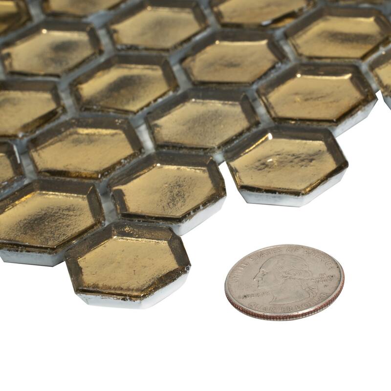 Apollo tile 11" x 11" Majeste Glossy Gold Glass Tile (8.63 sq ft/case) - 10 Pack