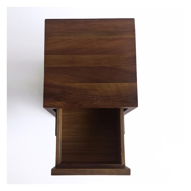 American Walnut Hardwood Floating Nightstand Scandinavian Design Bedside Table - One Sof-Close Drawer