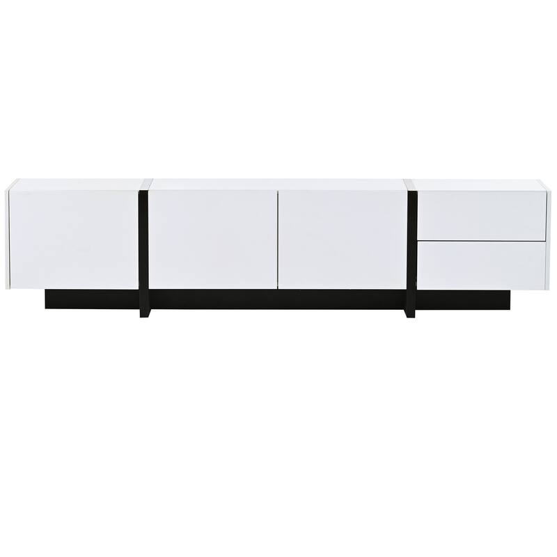 Modern Rectangle TV Stand for TVs Up to 80" with High Gloss UV Surface