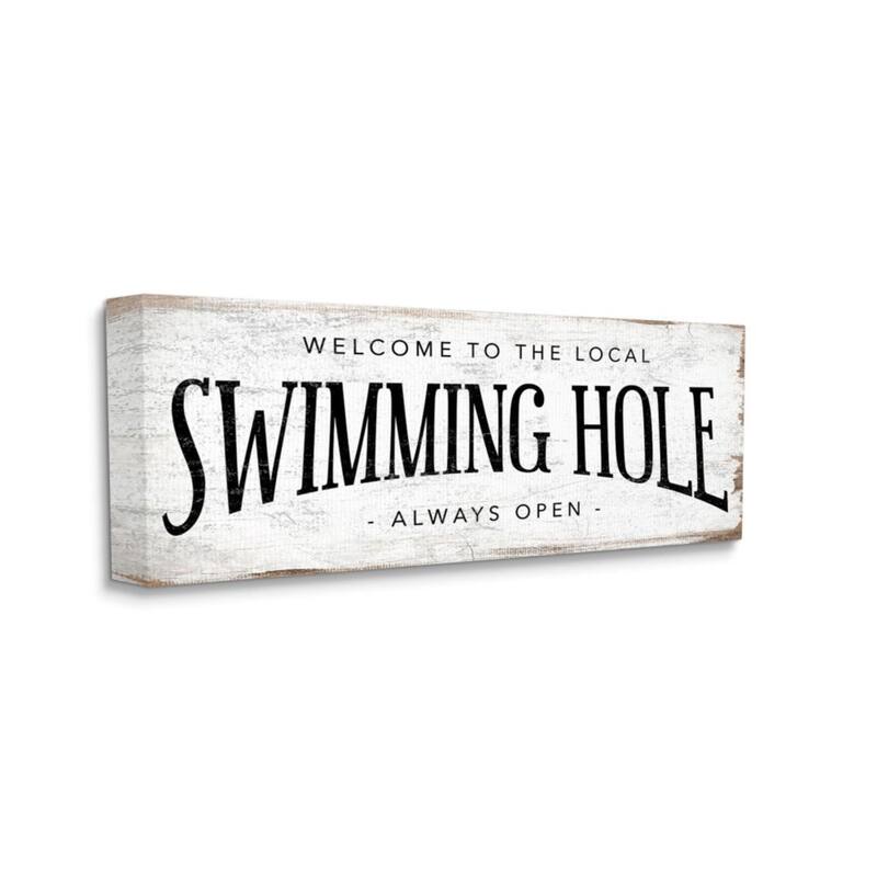 Stupell Rustic Summer Local Swimming Hole Sign Canvas Wall Art - 20 x 48