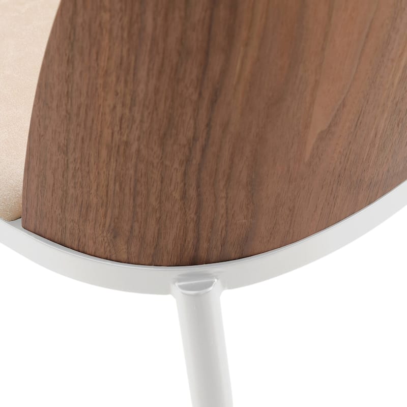 LeisureMod Tule Dining Chair with Upholstered Seat and White Steel Frame, Set of 2