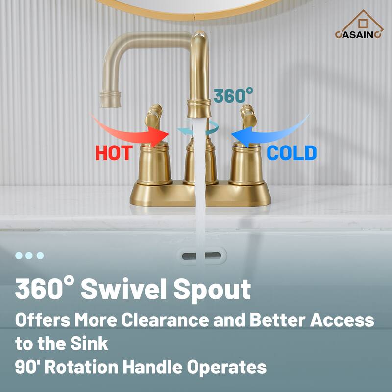 4 in. Centerset Double Handle Bathroom Faucet with Drain Kit Included