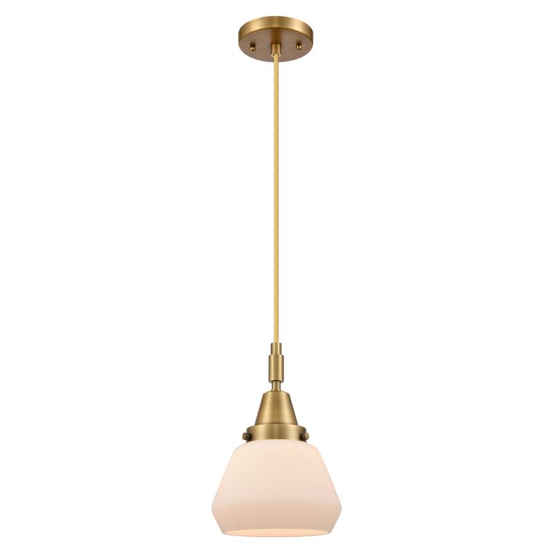 Innovations Lighting Downtown Urban - Caden Fulton - 1 Light 7" Cord Hung Mini Pendant - Brushed Brass/Matte White Shade