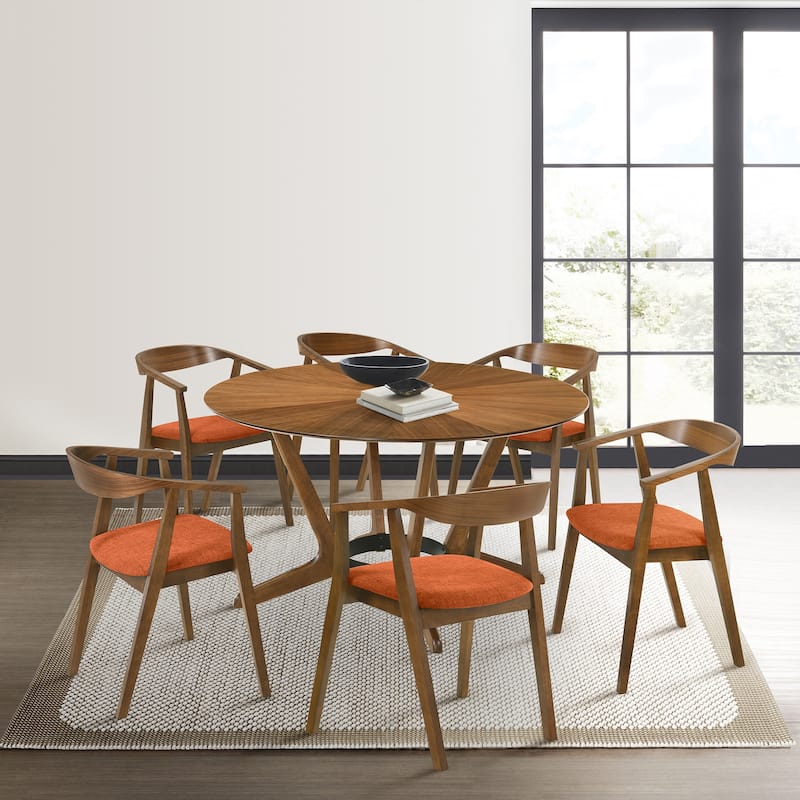 Santana 7 Piece Round Wood Dining Set