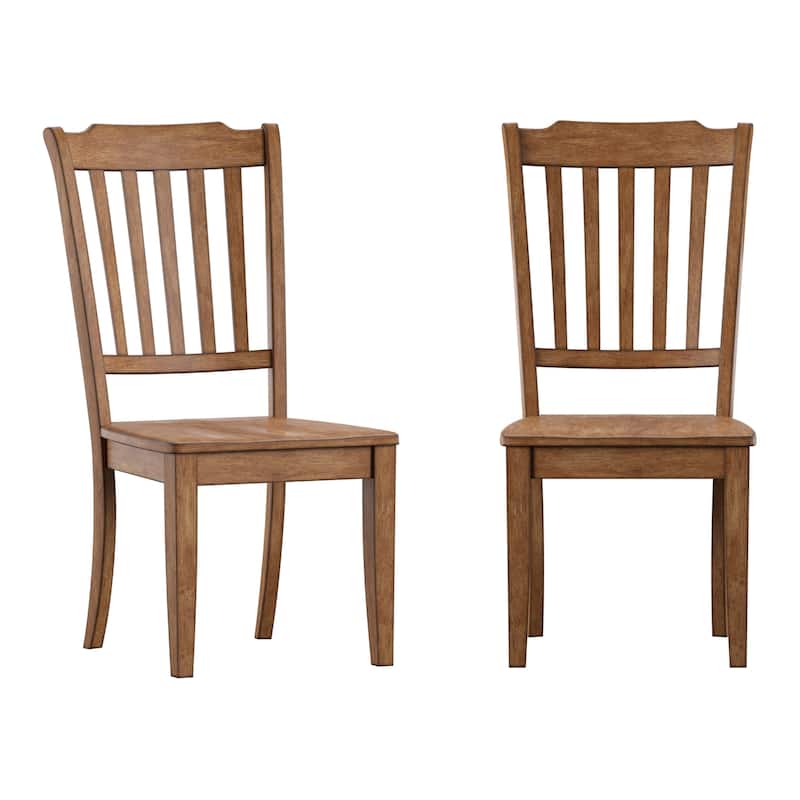 Ronda Slat Back Wood Dining Chairs (Set of 2) - Oak Finish