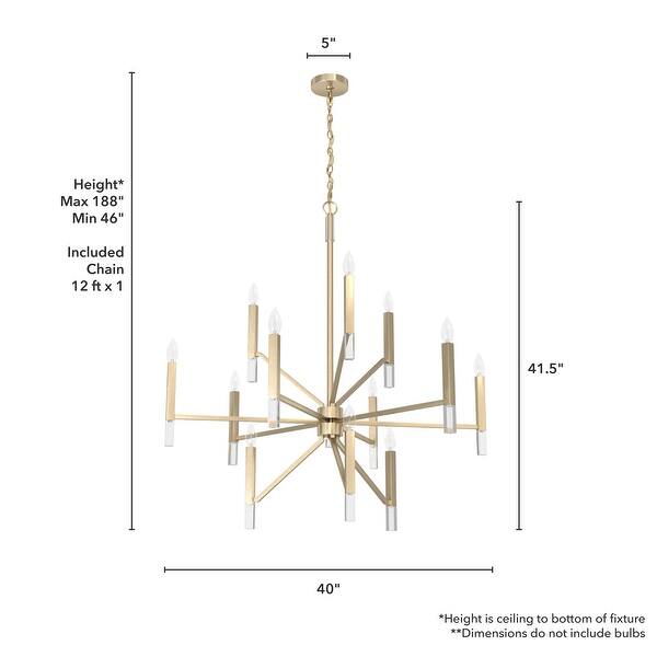 dimension image slide 0 of 4, Hunter Sunjai 12-Light 3-Tier Candle Chandelier - Contemporary, Glam, Geometric