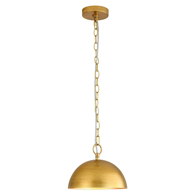 1-Light Industrial Retro Handmade Brushed Gold Dome Pendant Light