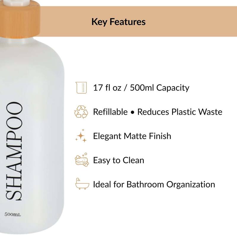 Matte Shampoo Dispenser 17 fl oz (500ml) - 3 L x 3 W x 8.5 H