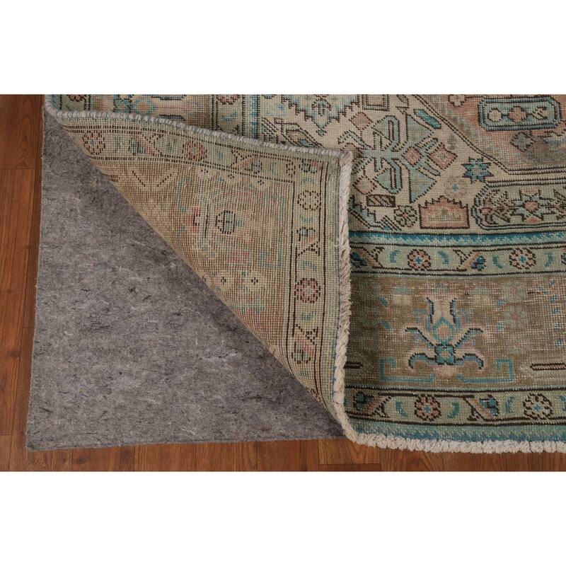 Pink Distressed Tabriz Persian Area Rug Hand-Knotted Wool Carpet - 6'8" x 9'0"