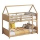 preview thumbnail 7 of 40, House-Style Twin Bunk Bed with Roof & Ladder