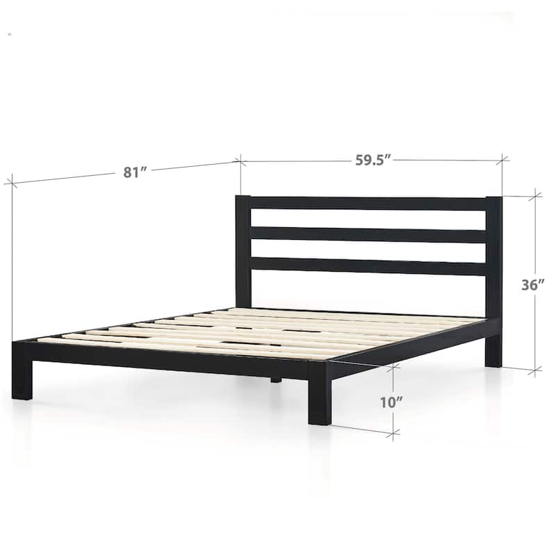 Priage by ZINUS Black Metal Platform Bed Frame with Headboard - Queen
