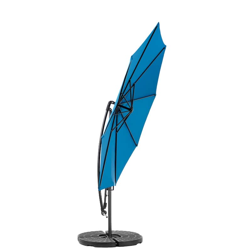 9.64 ft. Steel Market Outdoor Patio Umbrella with 8 Ribs, Offset Hanging Umbrella with Easy Tilt Adjustment