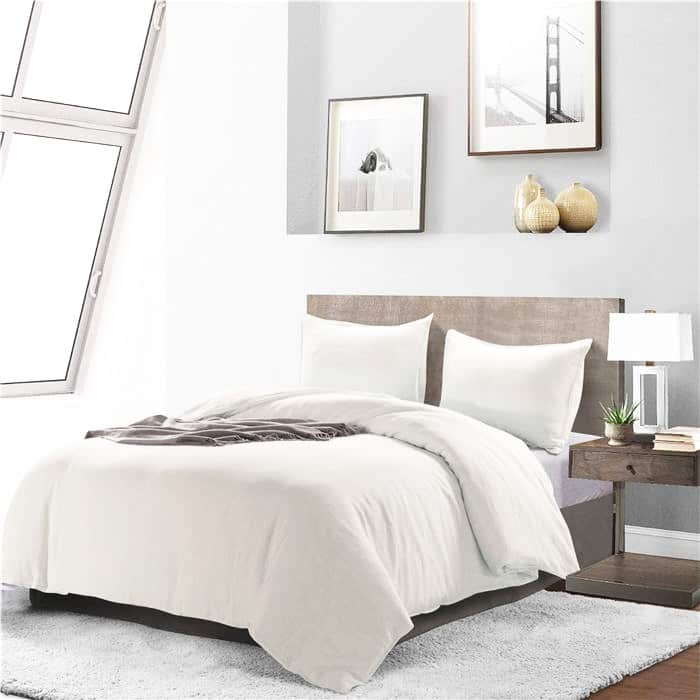 100% French Linen Duvet Cover Set, Stonewashed Texture, All Season Cozy & Durable