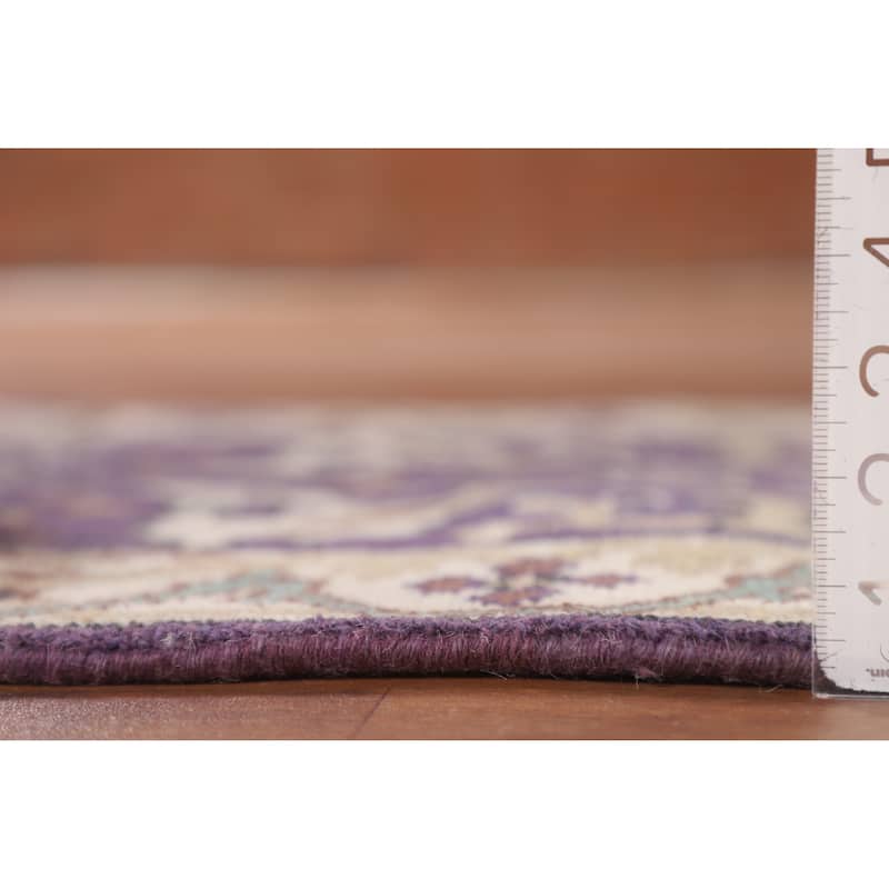 Purple & Ivory Oushak Oriental Runner Rug Handmade Wool Carpet - 2'7"x 9'7"