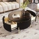 preview thumbnail 1 of 25, Modern Marble Round Coffee Table with 2 large Drawers Storage Black