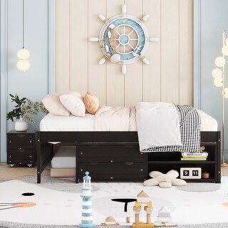 3-Pieces Kids Bedroom Sets Full Bed Frame,1 Nightstand,Storage Box