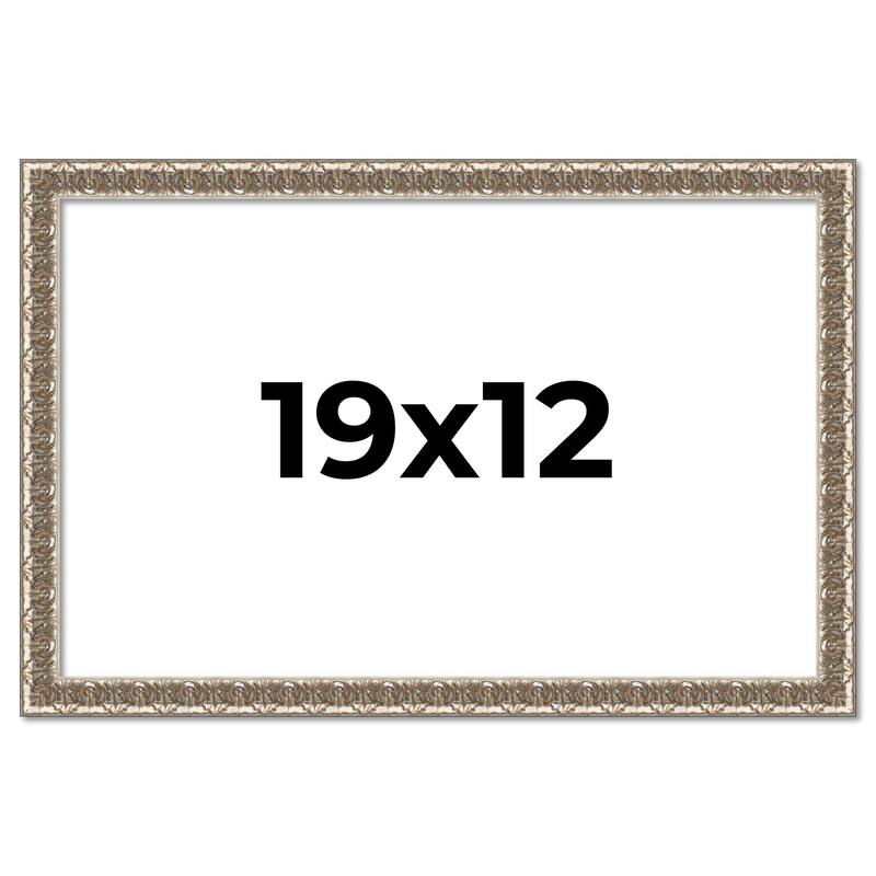 19x12 Frame Silver Versailles Ornate Solid Wood Picture Frame | 1 Inch
