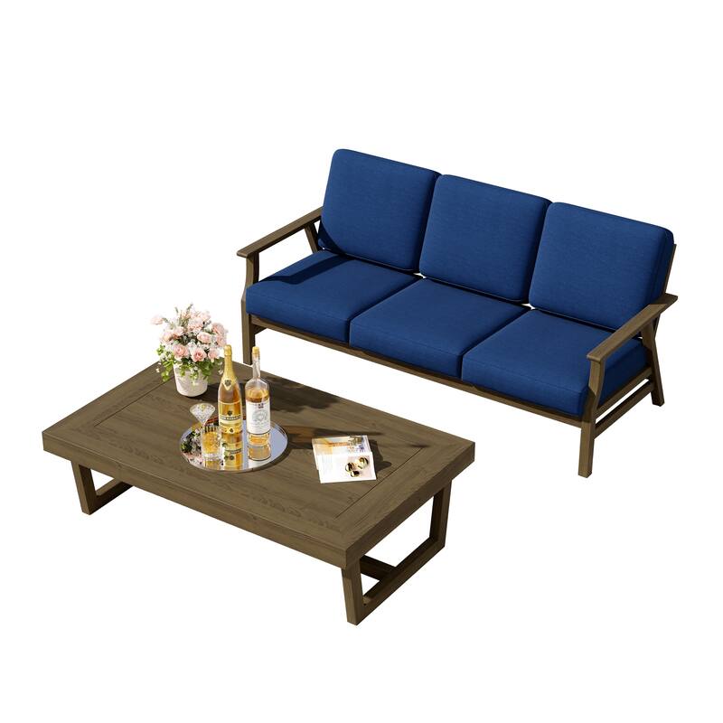 2-Piece Teak Outdoor Sofa Set with Table