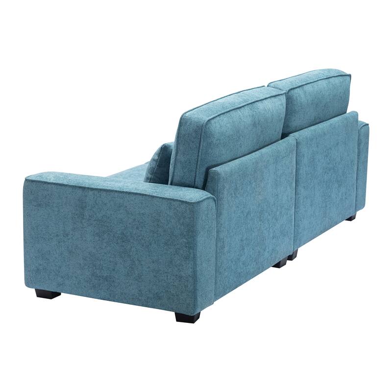 79.5" Blue Modern Fabric Sofa with Solid Wood+MDF Frame for Living Spaces