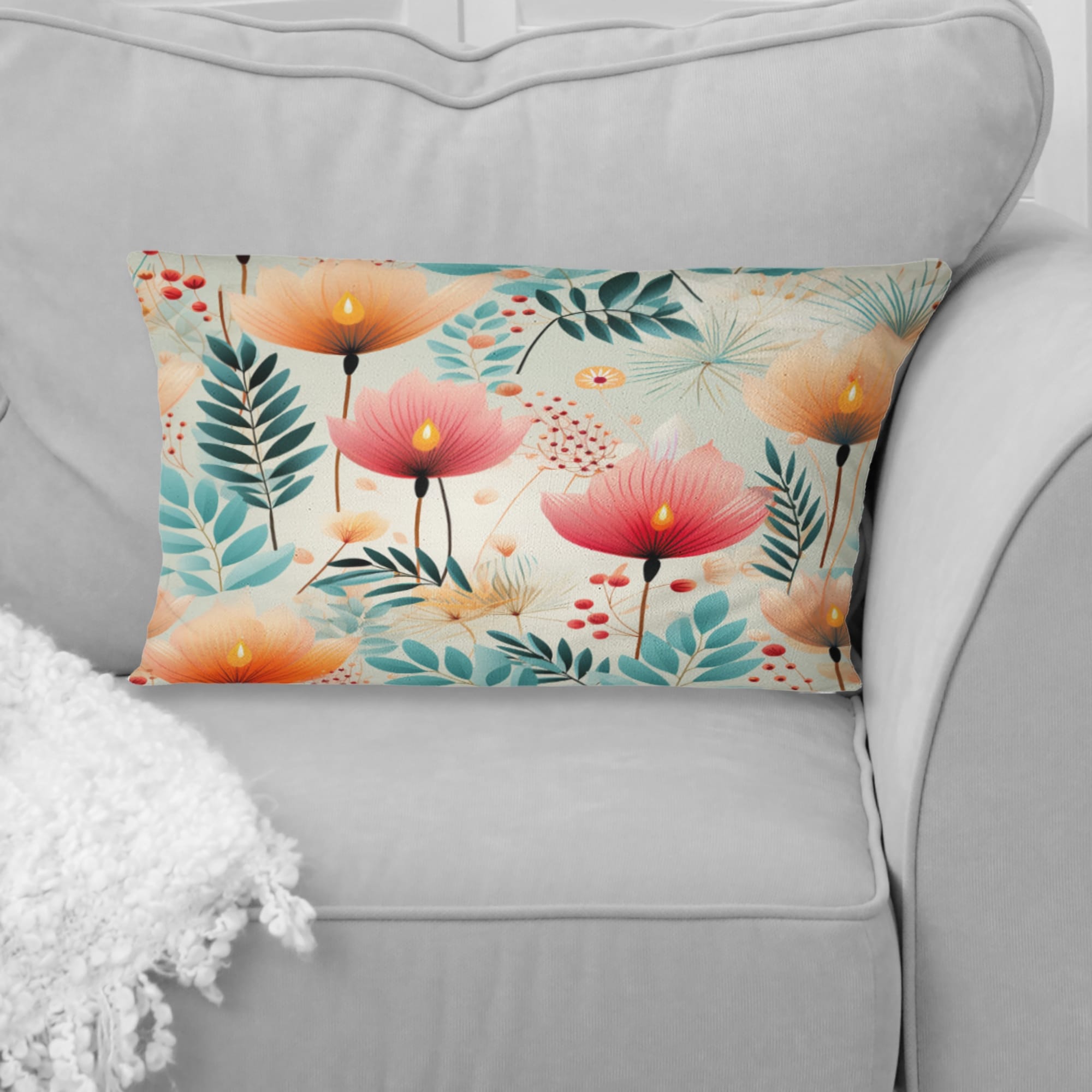 Designart "Very Soft Green And Pink Tropical Pattern" Botanical Printed Throw Pillow